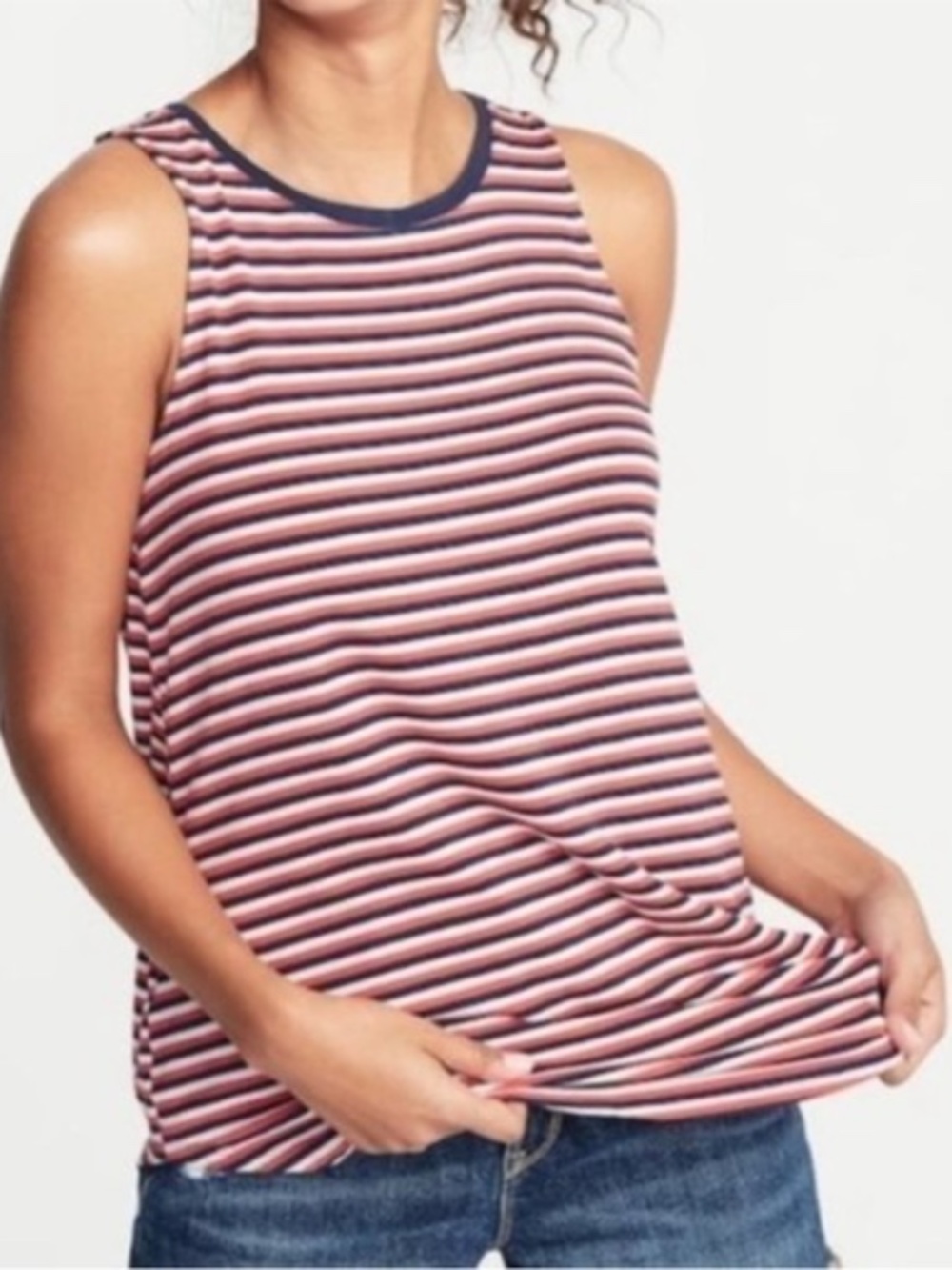 Red white and blue striped tank